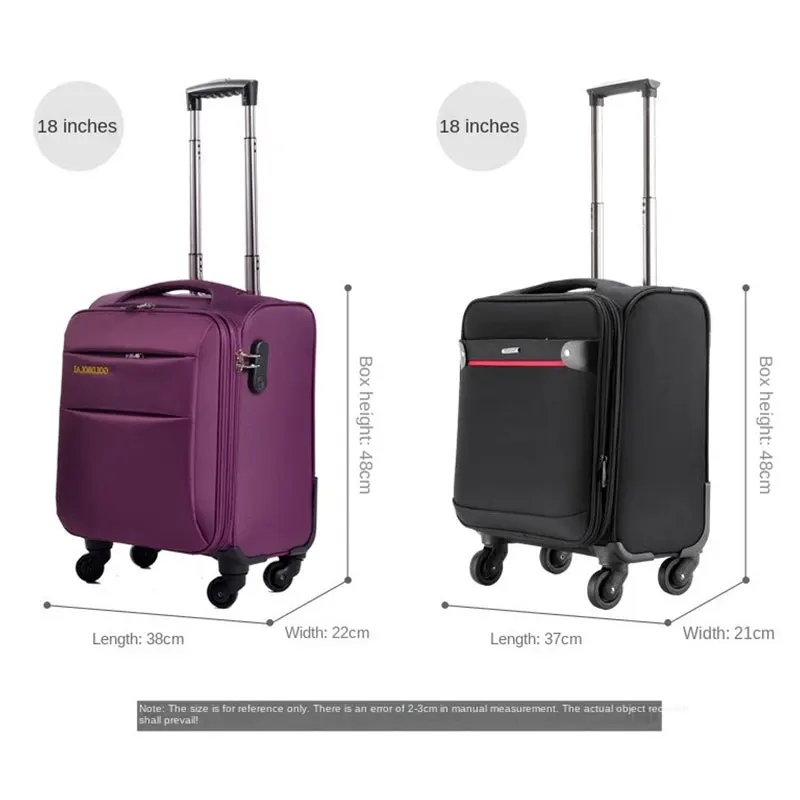 18 Inch Bagage Koffers Op Wielen Draagtas Oxford Canvas Waterdichte Lichtgewicht Koffer Zakelijke Mannelijke Trolley Case