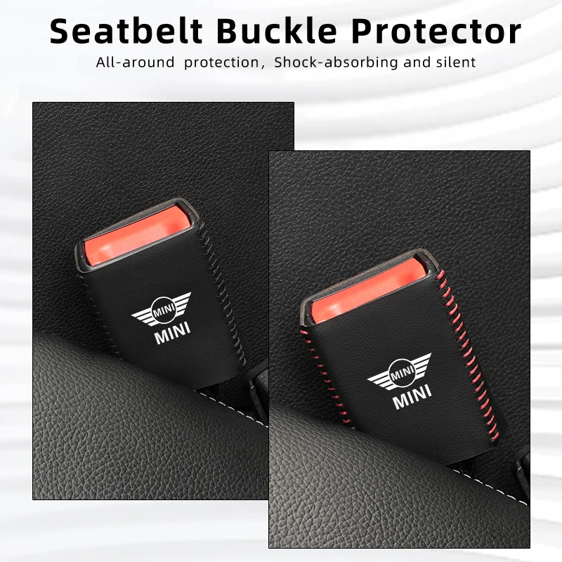 Leather Car Seat Belt Clip Protector Seatbelt Buckle Plug Cover For MINI Countryman R55 R56 F55 F56 R57 R58 R59 R60 R50 R53 R52