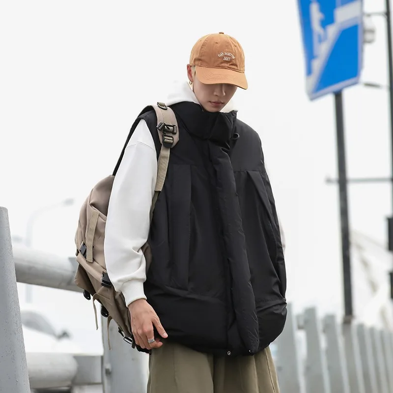 Japanische Teenager Parkas Männer Westen Herbst Winter bf baggy lässig ärmellose Techwear Ulzzang Hombre einfache All-Match Streetwear