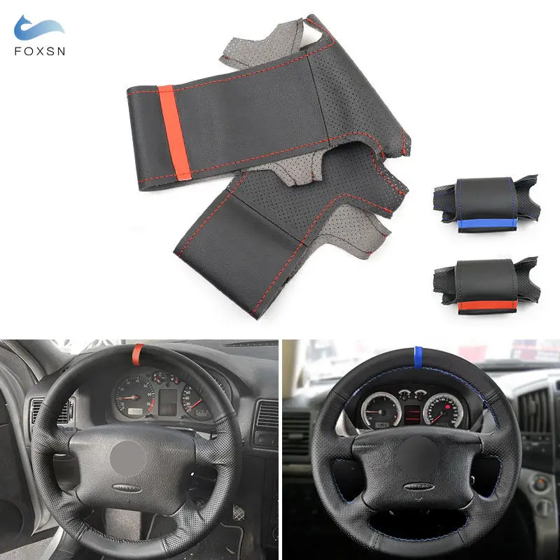 For VW Golf 4 MK4 Passat B5 1998 1999 2000 2001 2002 2003 2004 Hand-stitched Car Steering Wheel Leather Cover Inner Accessories