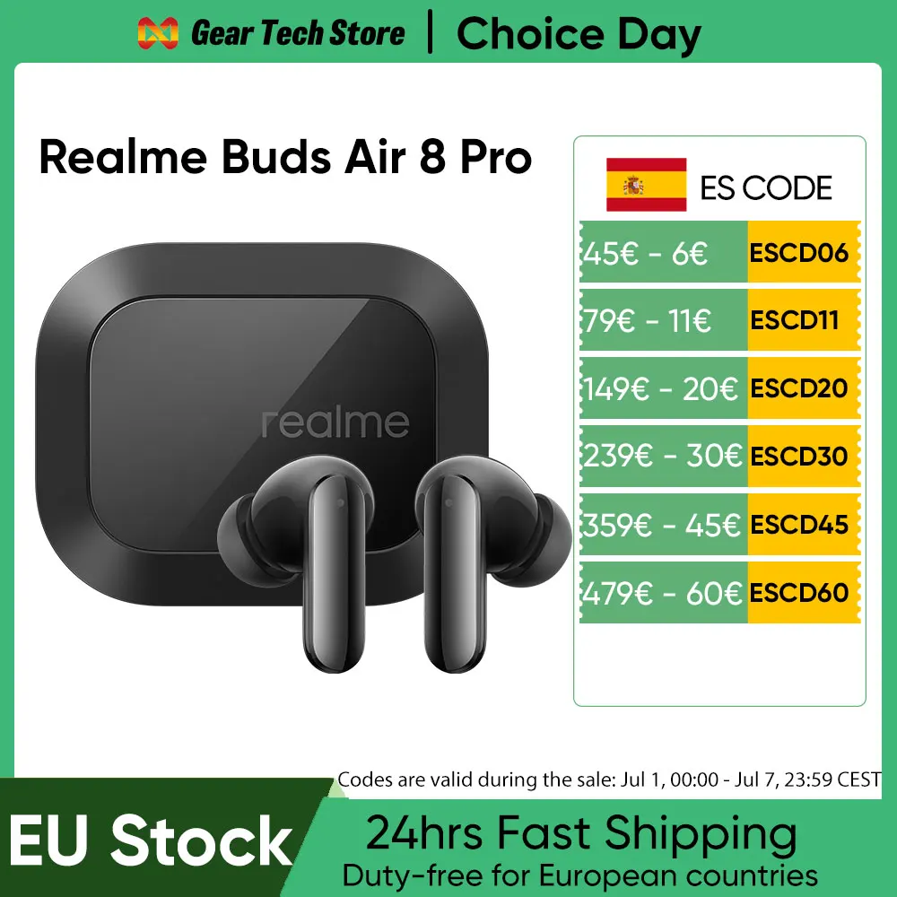 Versión Global realme Buds Air 8 Pro Auriculares Inalámbricos con Cancelación Activa de Ruido de 55dB, Bluetooth 6.1, Batería de 48 Horas