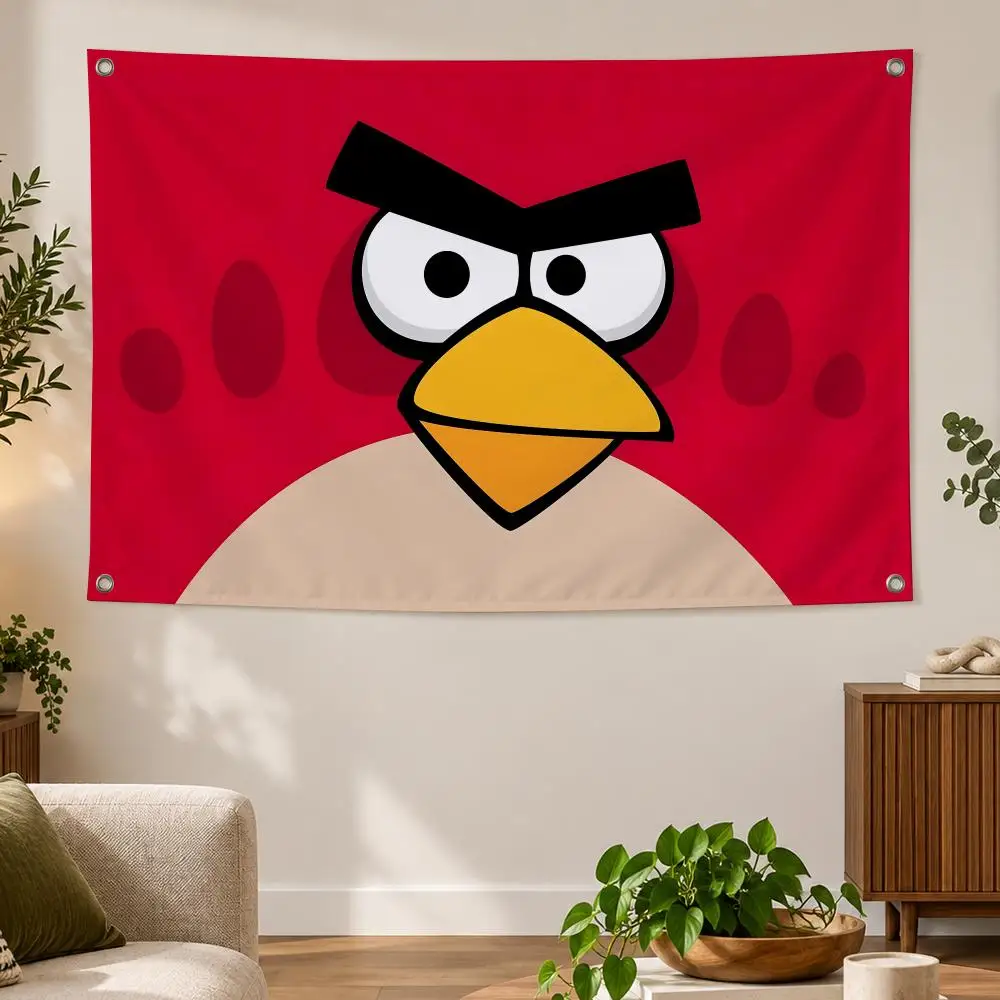 Game Cartoon Popular A-Angry Birds Flags Banner Decor for Bedroom,Garden,Party,Club,Gaming Room,Indoor Outdoor