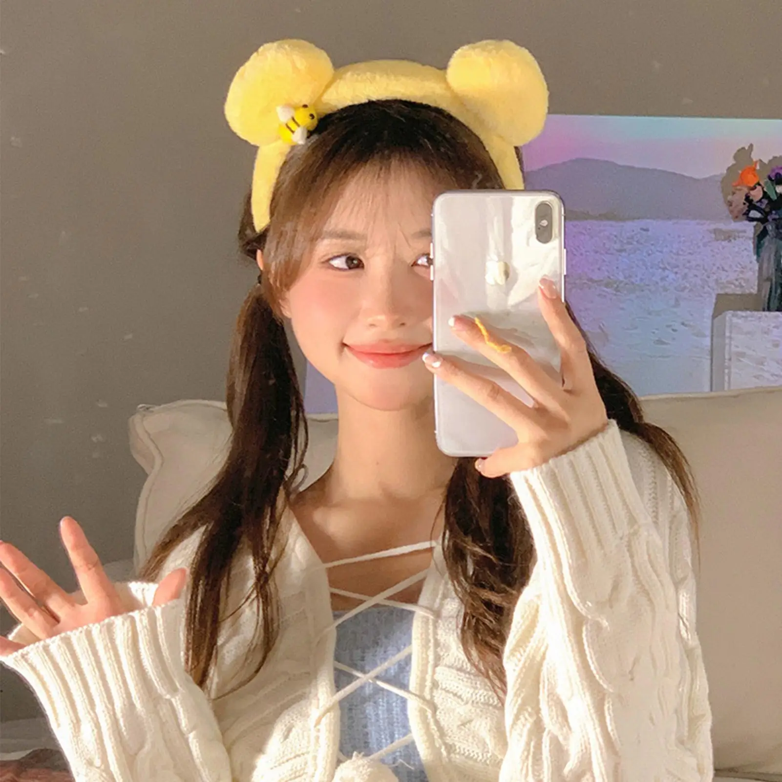 Bear Ears Headband Plush Cartoon Hair Hoop Soft Bear Ears Headband for Daily Dinner Girlfriends Travel Female Outgoing Dating