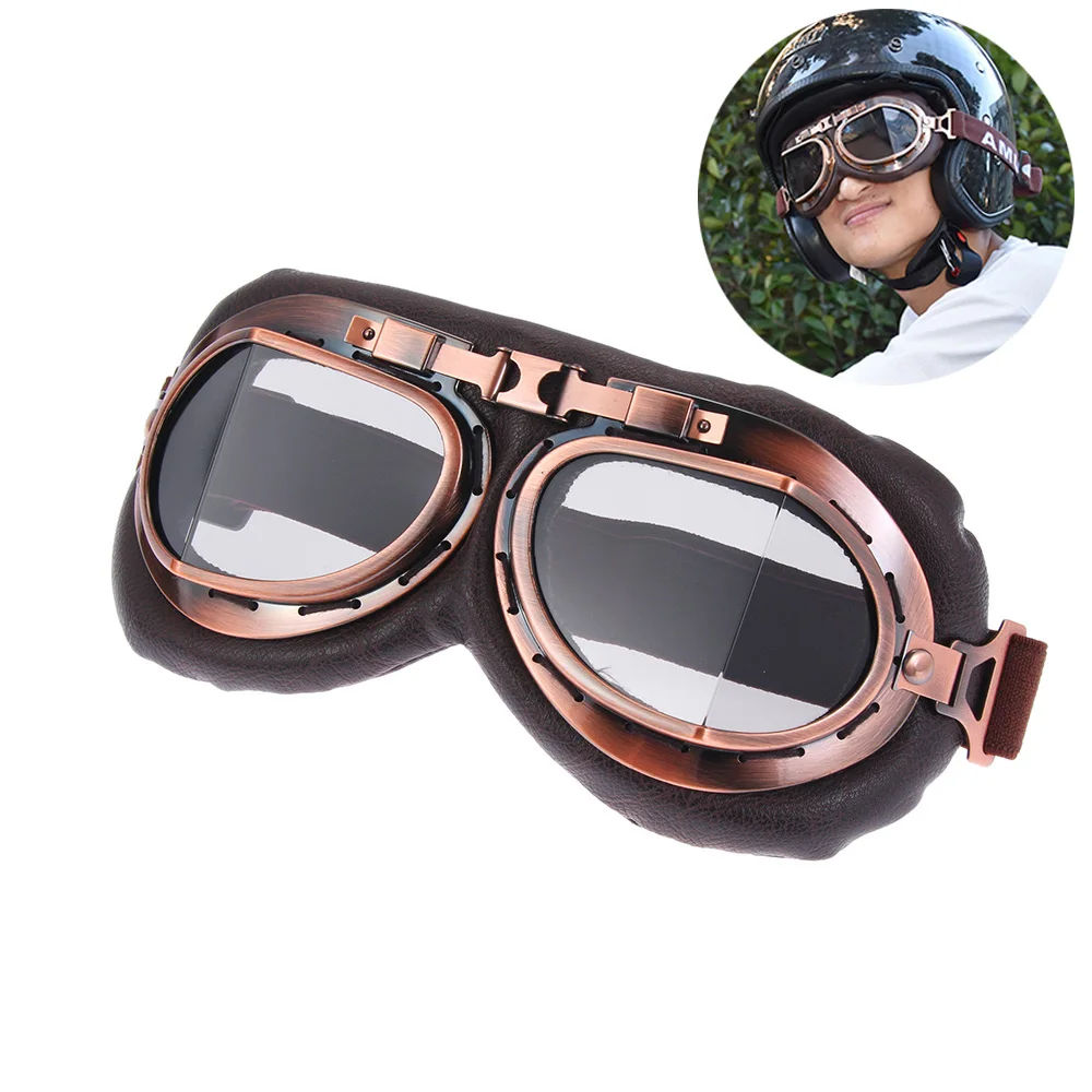 

1Pc Retro Vintage Pilot Goggles Motor Protective Gear Glasses Snowboard Motorcycle Cruiser Cafe Scooter Eye Protective Gears