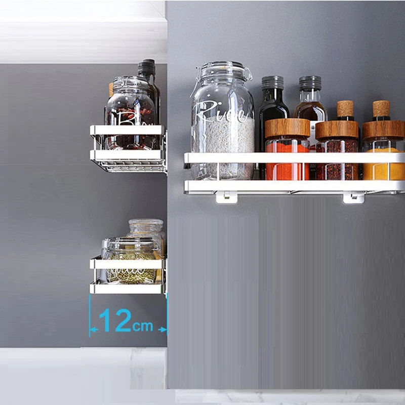 Wall-Mounted Multi-Storey Kitchen Shelf Detachable Storage Rack For Seasoning Products Punch-Free Shelf