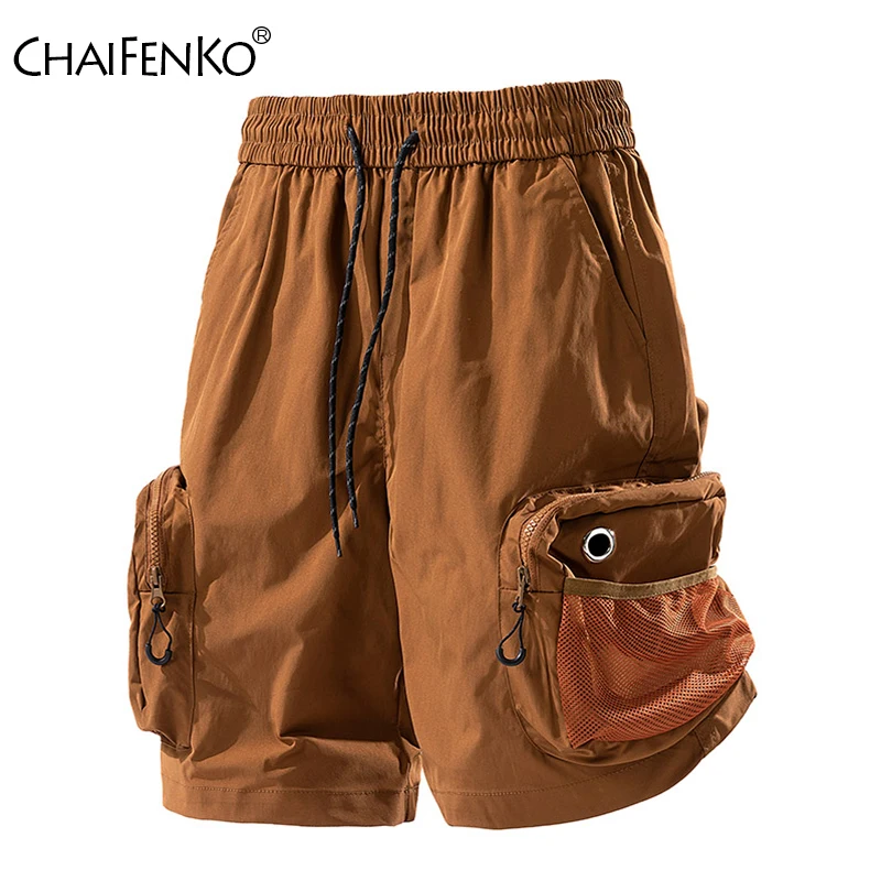 Outdoor Street Men Casual Shorts Summer Solid Loose Breathable Sports Shorts New Fashion Multiple Pockets Cargo Shorts Men