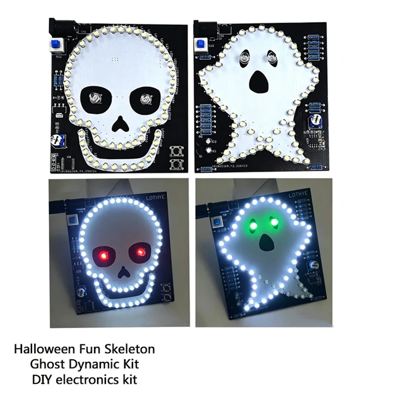 Halloween DIY Electronics Kit With Twinkling Eyes, Fun Skull Ghost Dynamic Kit, Welding Project, School Welding Assembly Practic