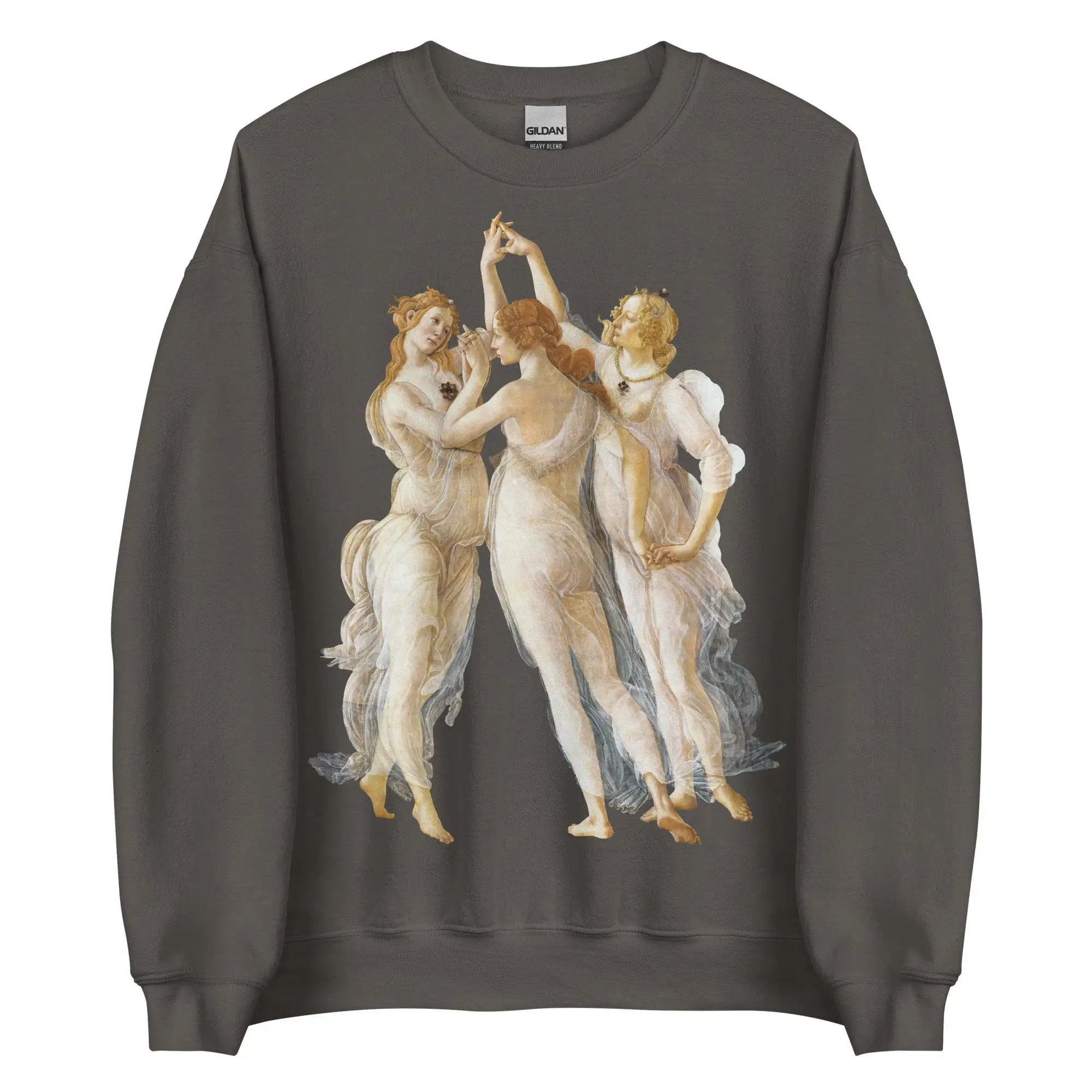 Unisex-Sweatshirt „Sandro Botticelli – Die drei Grazien“, Sweatshirt mit Rundhalsausschnitt, Motiv aus der Kunstgeschichte. – Detail 3