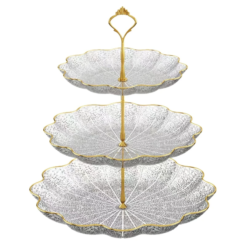 

Lotus Leaf Three-layer Dessert Snack Tray Creative Living Room Home Afternoon Tea Candy Fruit Cake Tray Party Restaurant