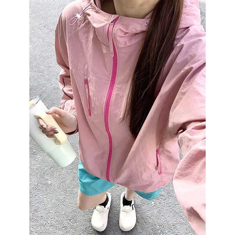 Dopamine Pink Sunscreen Coats 2026 New Women's Summer Thin Outdoor Anti-ultraviolet Cycling Suit Short Jacket