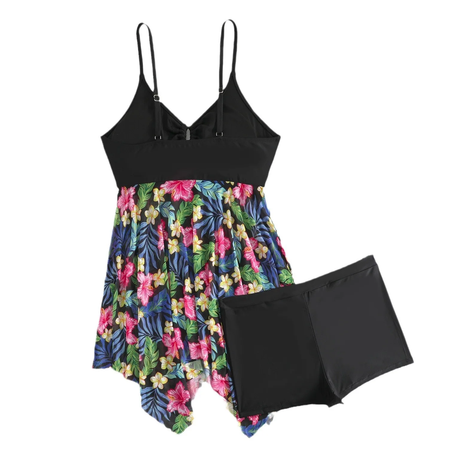 Women Tankini Sleeveless V Neck Tankini Top Plus Size High Waist Shorts Two Piece Swimsuit Floral Print Swim Tankini Swimwear view 4