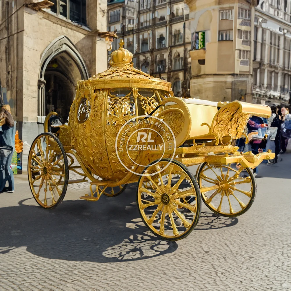 Carro real eléctrico para boda, carro de caballo dibujado, Cenicienta, calabaza, 2024