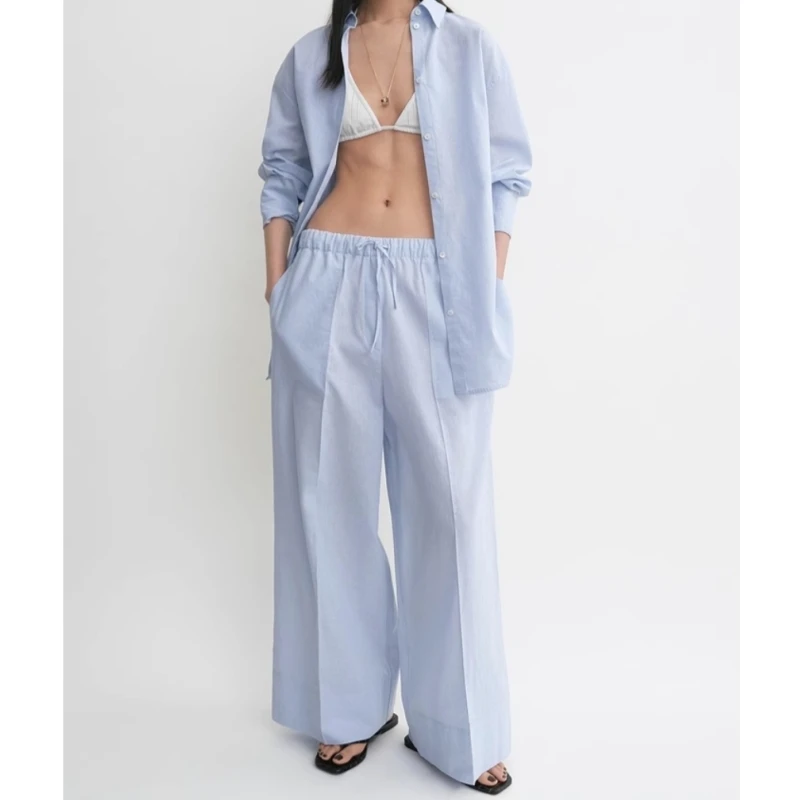 

25 year new refreshing boyfriend style cotton linen off shoulder single breasted loose long sleeved shirt