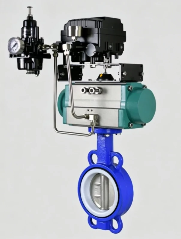 Pneumatic adjustable midline butterfly valve pair sealed original  positioner with 4-20MA signal