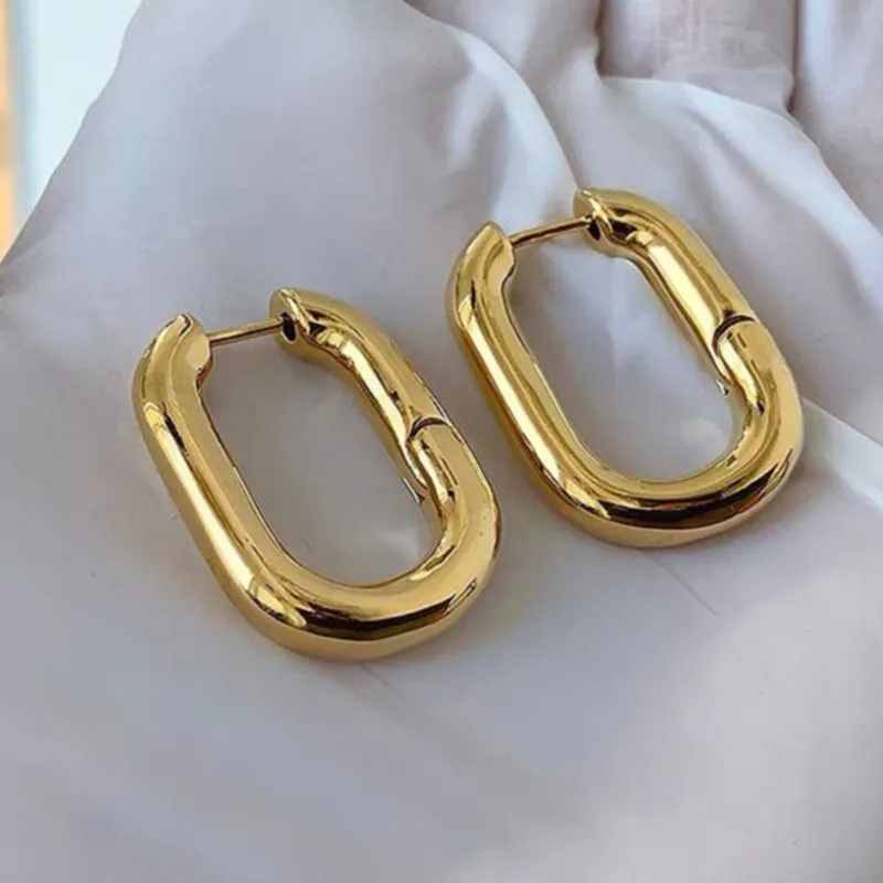 Fashion Metal Gold Plated Hoop Earrings for Women Girls Elegant Party Punk Jewelry Gift e2353