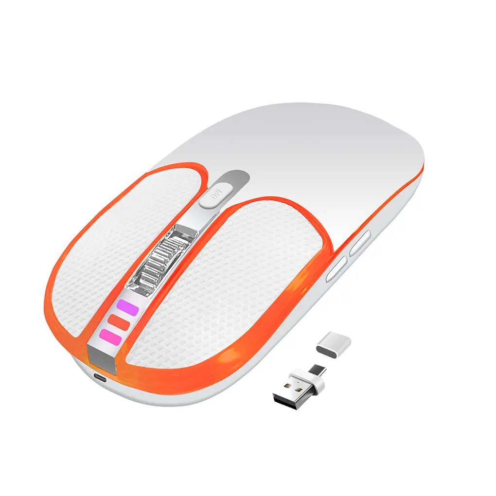 Mouse Wireless Bluetooth e doppia modalità da 2.4GHz ricaricabile RGB ergonomico silenzioso Click per PC iPad Laptop cellulare