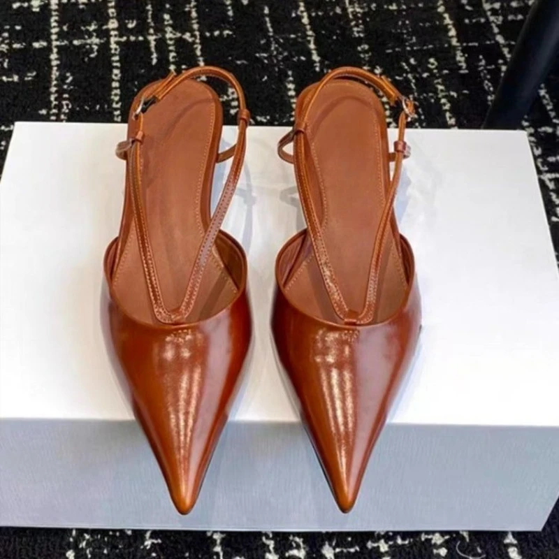 2026 Summer Pointed Toe Stiletto High Heels Women's Back Strap Shallow Mouth Baotou Back Strap Sandals