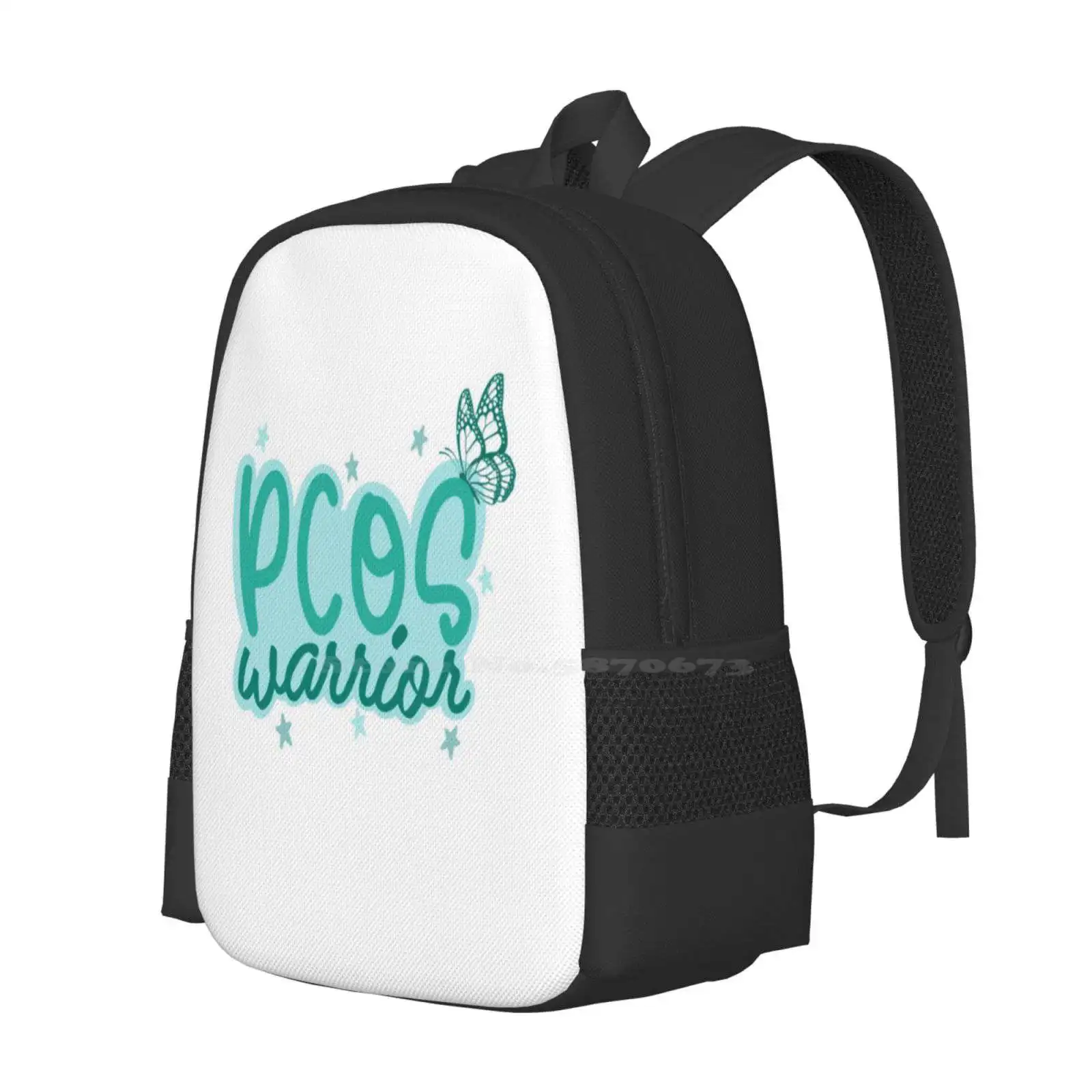 Pcos Warrior Hot Sale Schoolbag Backpack Fashion Bags Teal Blue Pcos Warrior Infertility Ivf Iui Vinyl Polycystic Ovarian