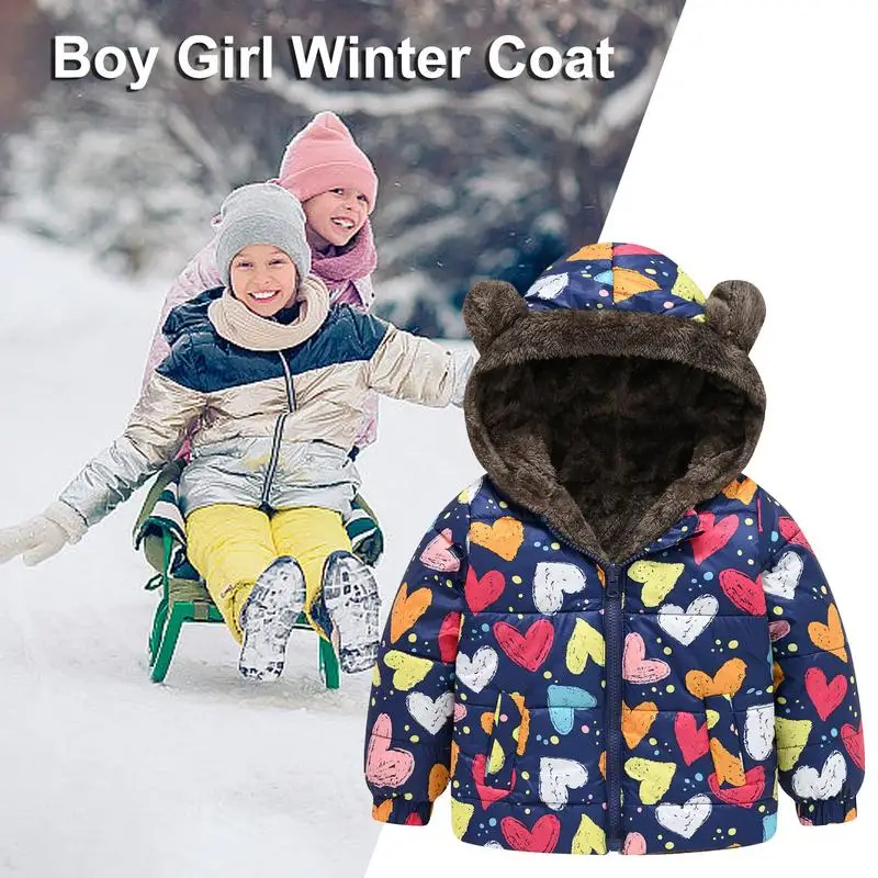 Boys Winter Jacket Kids Outerwear Winter Jacket With Hat Warm Thick Jackets For Camping Mountain Climbing Outdoor Activities