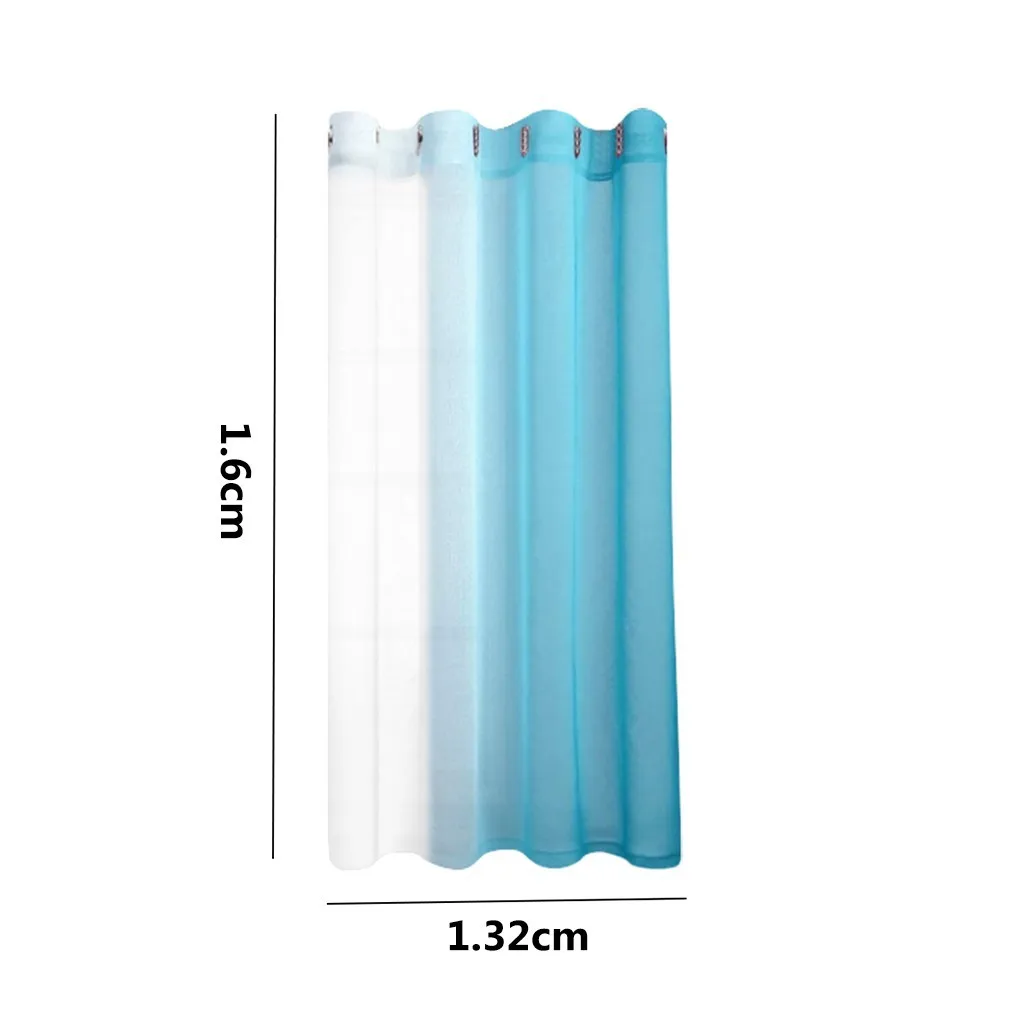 1pc Curtain Faux Grommet Filter Semi Transparent Gradient Curtain 1.32mx1.6m Multiple Colors Available For Home Curtains