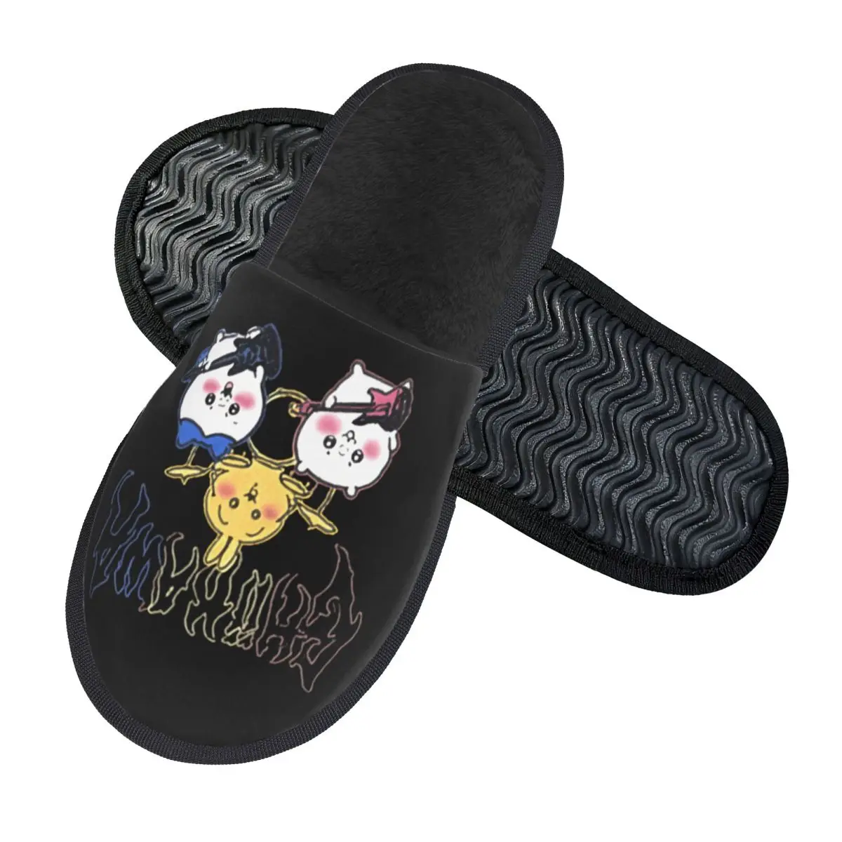 Heavy Metal Chiikawaes Usagi Hachiware Slippers for Woman Man House Shoes Plush SPA Slippers
