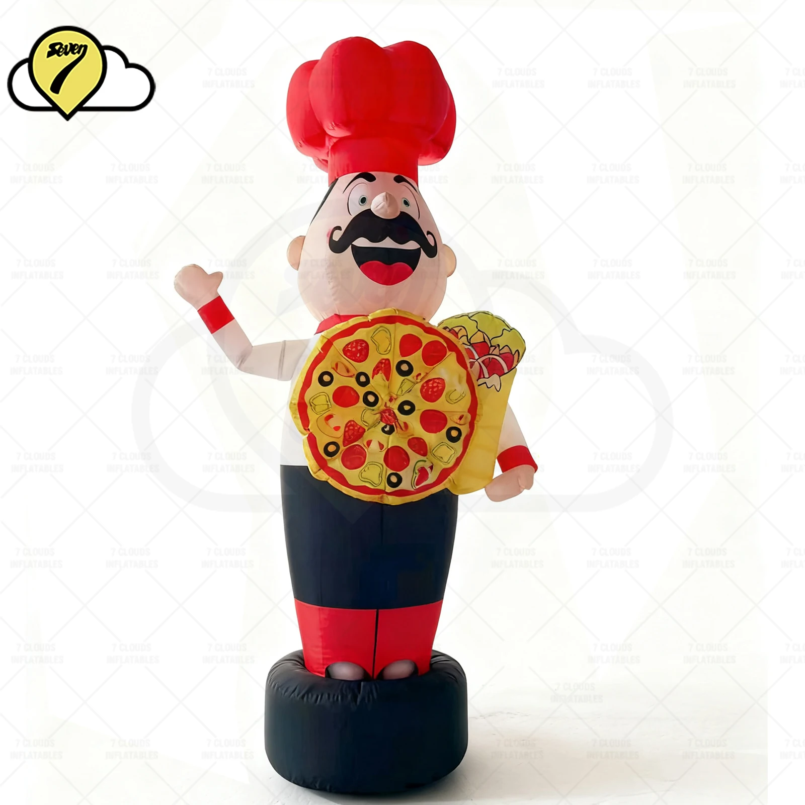 2.5 M New Design Custom Inflatable Chef with Pizza and Shawarma Tube Sky Air Wave Hands Dancer Decor Toys With Blower And LED