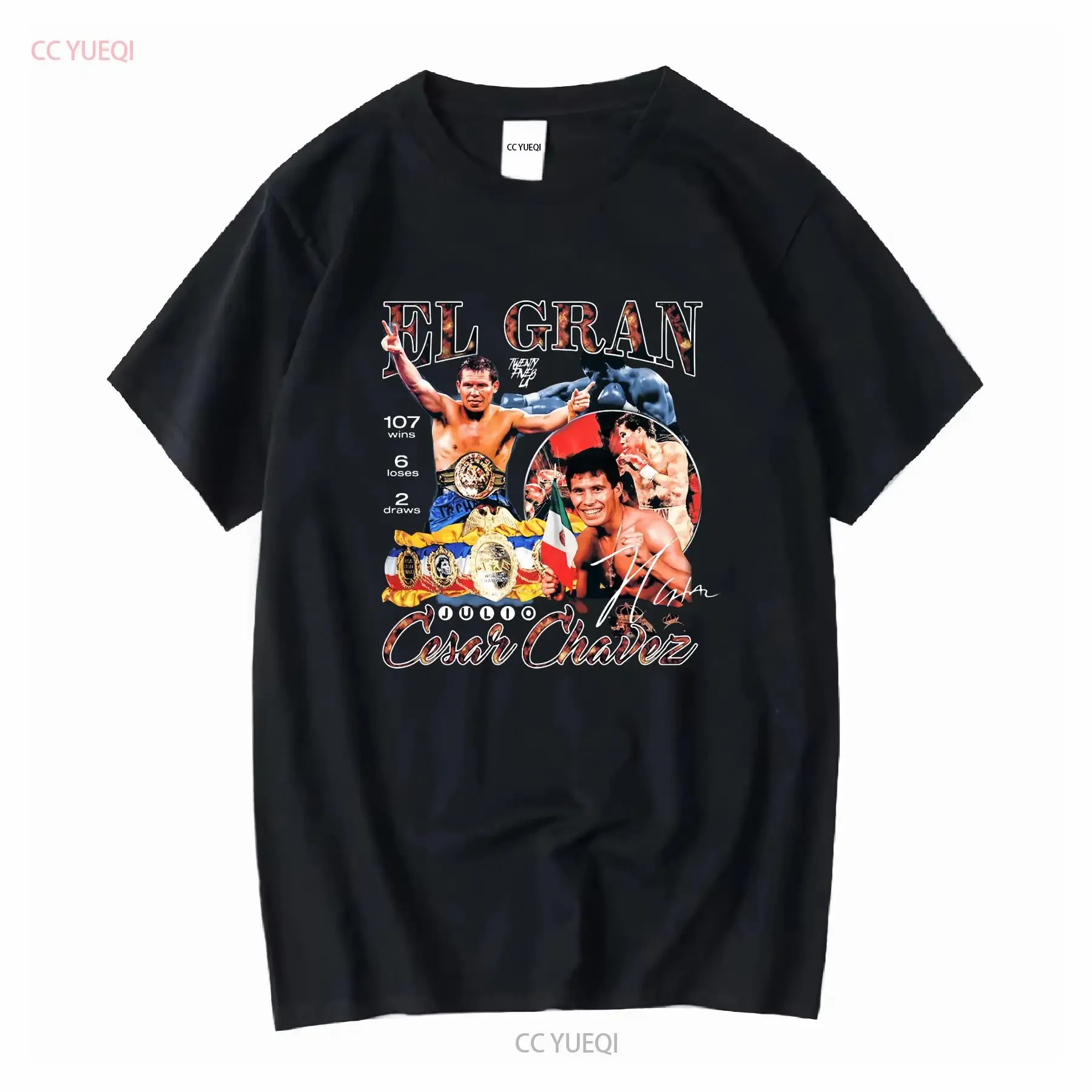 Julio Cesar Chavez For Fan Cotton Black All Size T Shirt V628 long or short sleeves vintage Washed Top For Everyday Wear