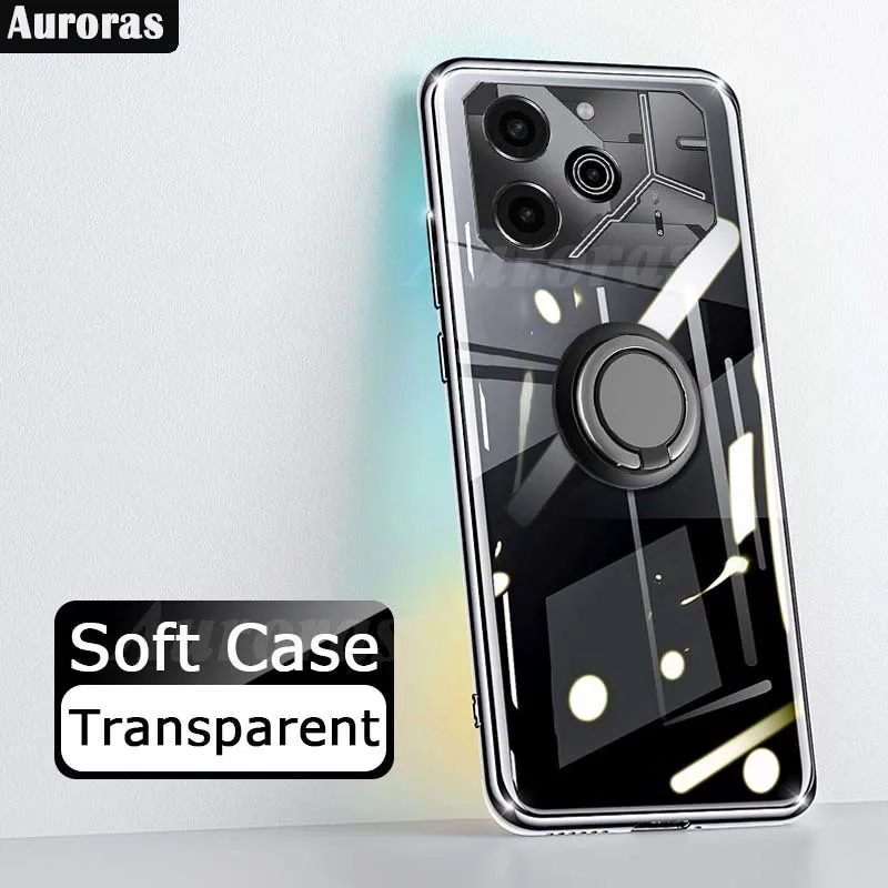 

Auroras For Tecno Pova 6 Pro 5G Case Adsorbable Ring Clear Silicone Shockproof Soft Shell For Tecno Pova6 Neo 4G Back Cover