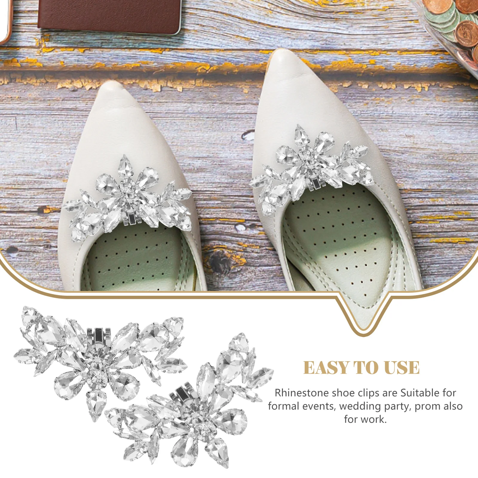 

Rhinestone Shoe Clips Accessories for Pumps Heel Decorative Bride Wedding Bridal Jewel Buckle Shoe Flowers Metal