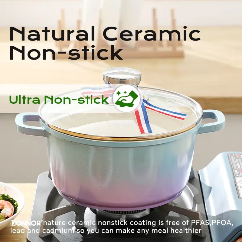

Non-stick Pot Thick Soup Stew Pot WithLid Ceramic Glaze Heat-Resistant Household Two Ears Cookware Gas Induction Cooker Soup Pot