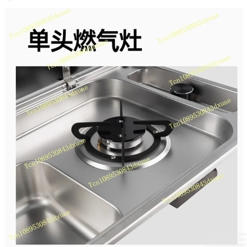 RV gas stove sink with faucet trailer modification, stainless steel wash basin, electromagnetic stove integrated sink