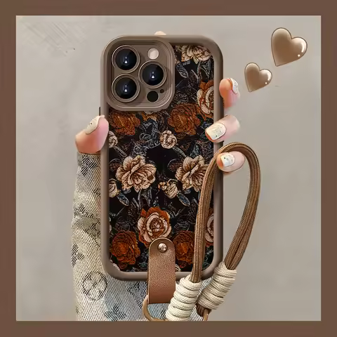 Vintage Rose Hand Strap Phone Case For Infinix Note 40 30 Tecno Spark 10 10C Camon 20 Hot 50 30i 30 Play Pro Smart 7 6