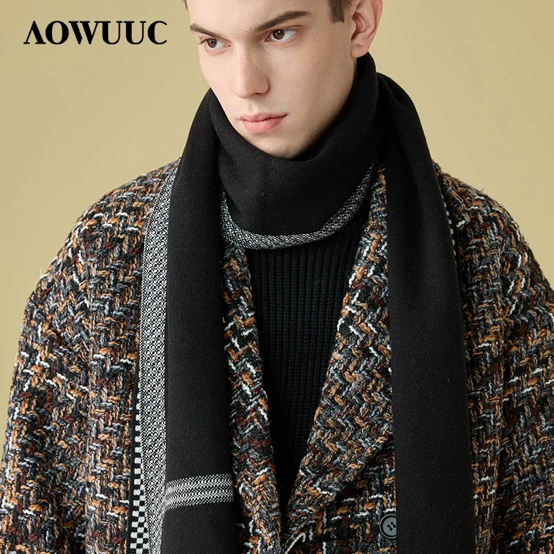 Nuova sciarpa di lana da uomo autunno e inverno addensato caldo Versatile Plaid a righe avvolge Boyfriend Fashion Classic Knit marmitta maschile