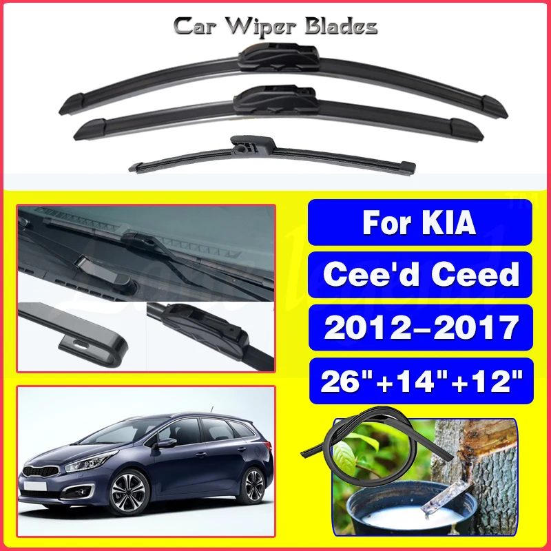 

Wiper Front Rear Wiper Blades Set Kit For KIA Cee'd Ceed 2012 - 2017 2015 2016 Windshield Windscreen Window Brushes 26"+14"+12"