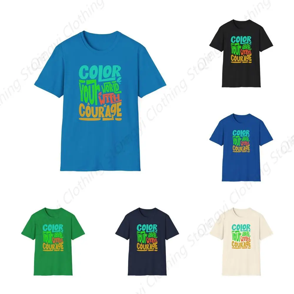 

Color Your World with Courage Men’s Casual Graphic T-Shirt Sapphire