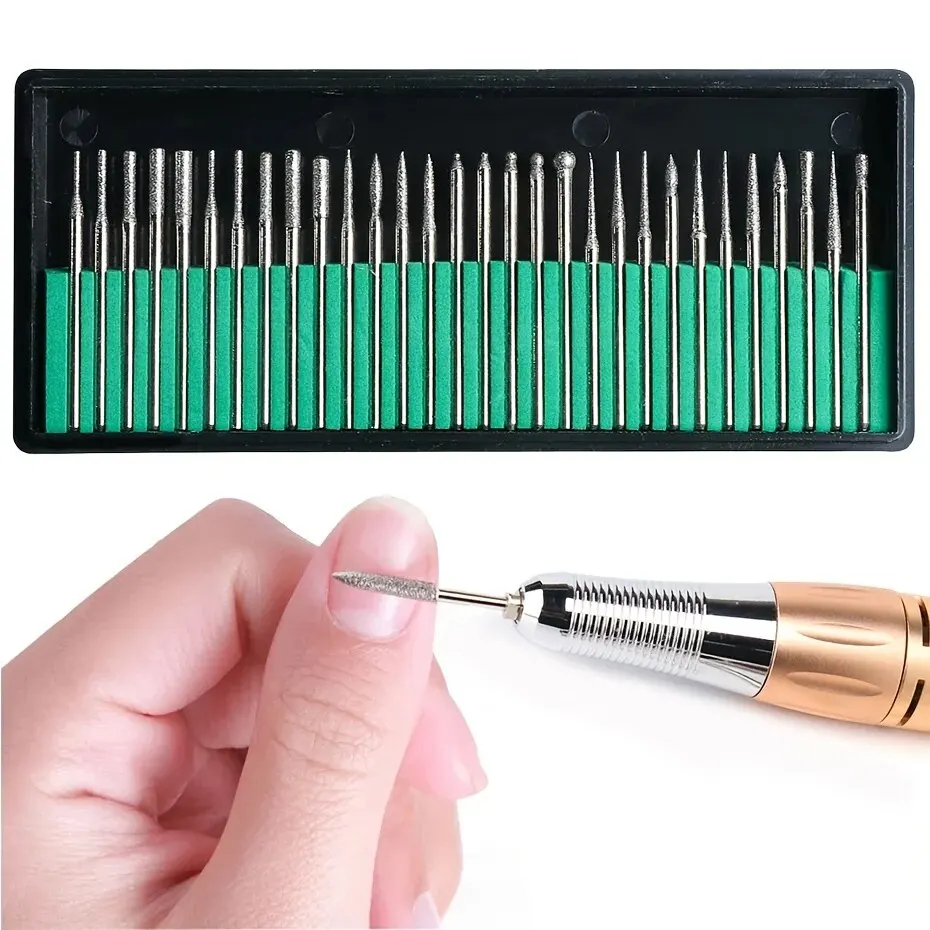 12/30pcs Cutters For Manicure Machine Quartz Scrub Stone Diamond Wool Nail Drill Bit Rotary Burr Grinding Mill Pedicure Kit