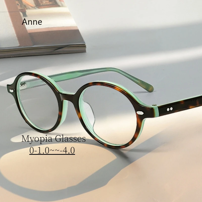 Anti mavi ışık miyopi gözlük Ultra hafif Retro küçük yuvarlak çerçeve miyopi gözlük kadınlar erkekler için sanatsal çerçeve gözlük 0 ila-4.0
