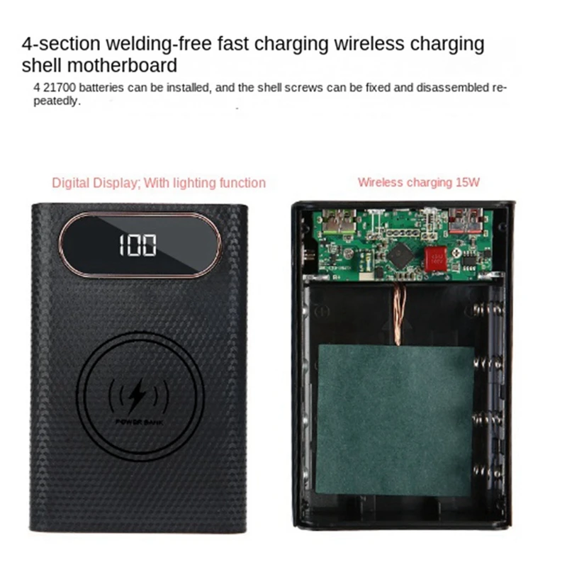 高速充電ワイヤレスモバイル電源 4 21700 バッテリー 22.5 ワット充電バッテリーボックス DIY ディスプレイキット