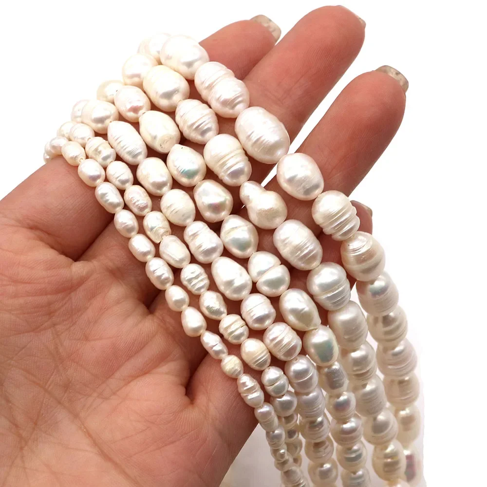 

Whole Natural Freshwater Pearl Thread 100% Pearl Elegant Ladies DIY Fine Rice Bead Jewelry Necklace Bracelet Jewelry 7-11mm