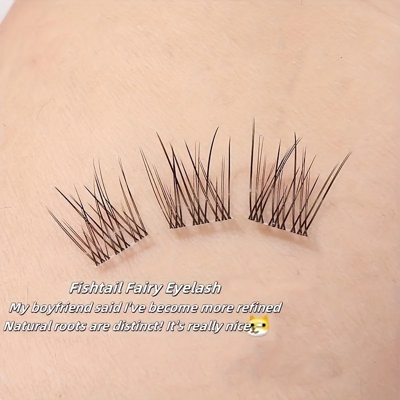 384 مجموعة من الرموش، رموش عنقودية واحدة، تصميم رموش متقاطعة رفيعة، ناعمة وخفيفة