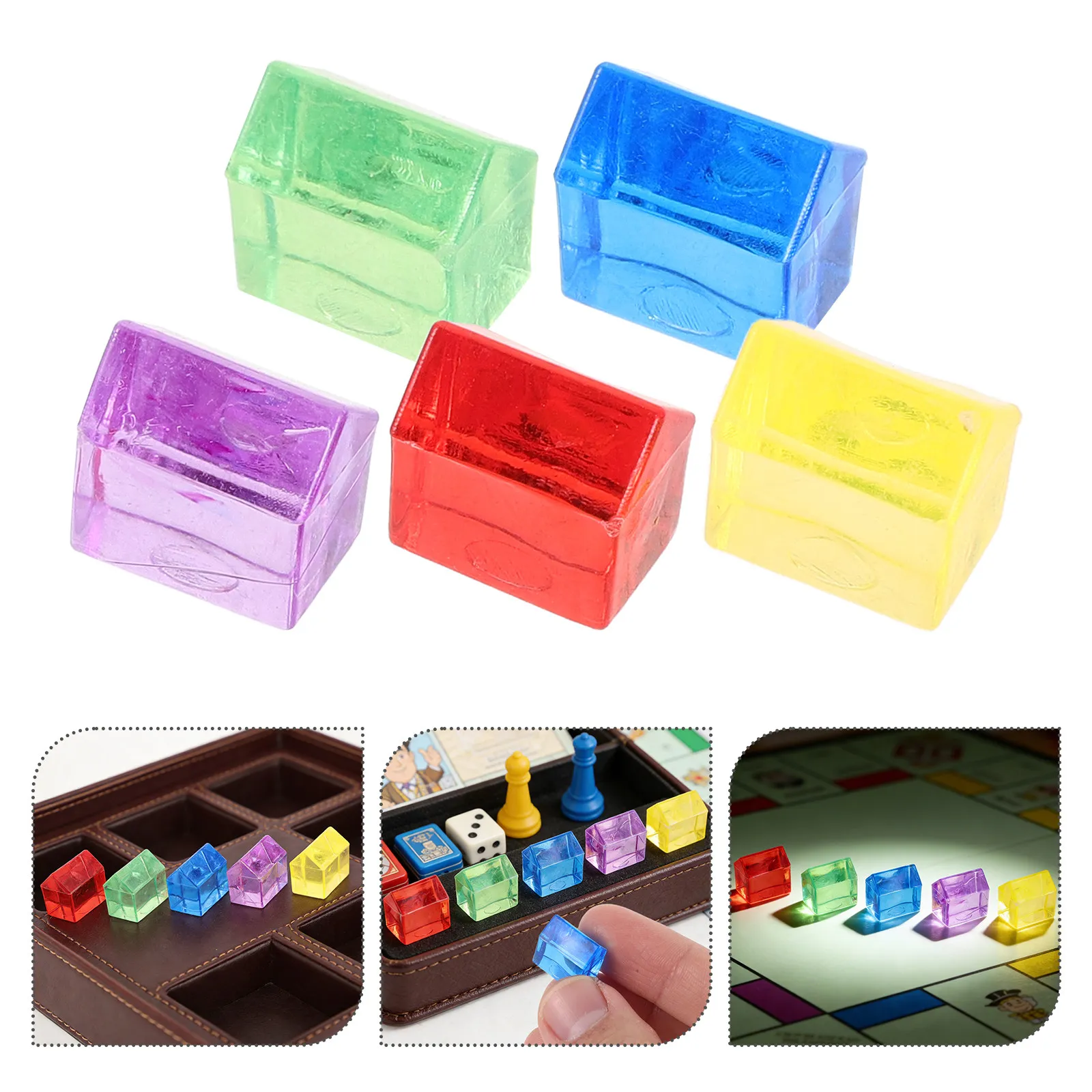 

100 шт. прозрачных акриловых миниатюрных зданий-жетонов для настольных игр, сменные элементы для настольных игр, цветные маркеры для настольных игр