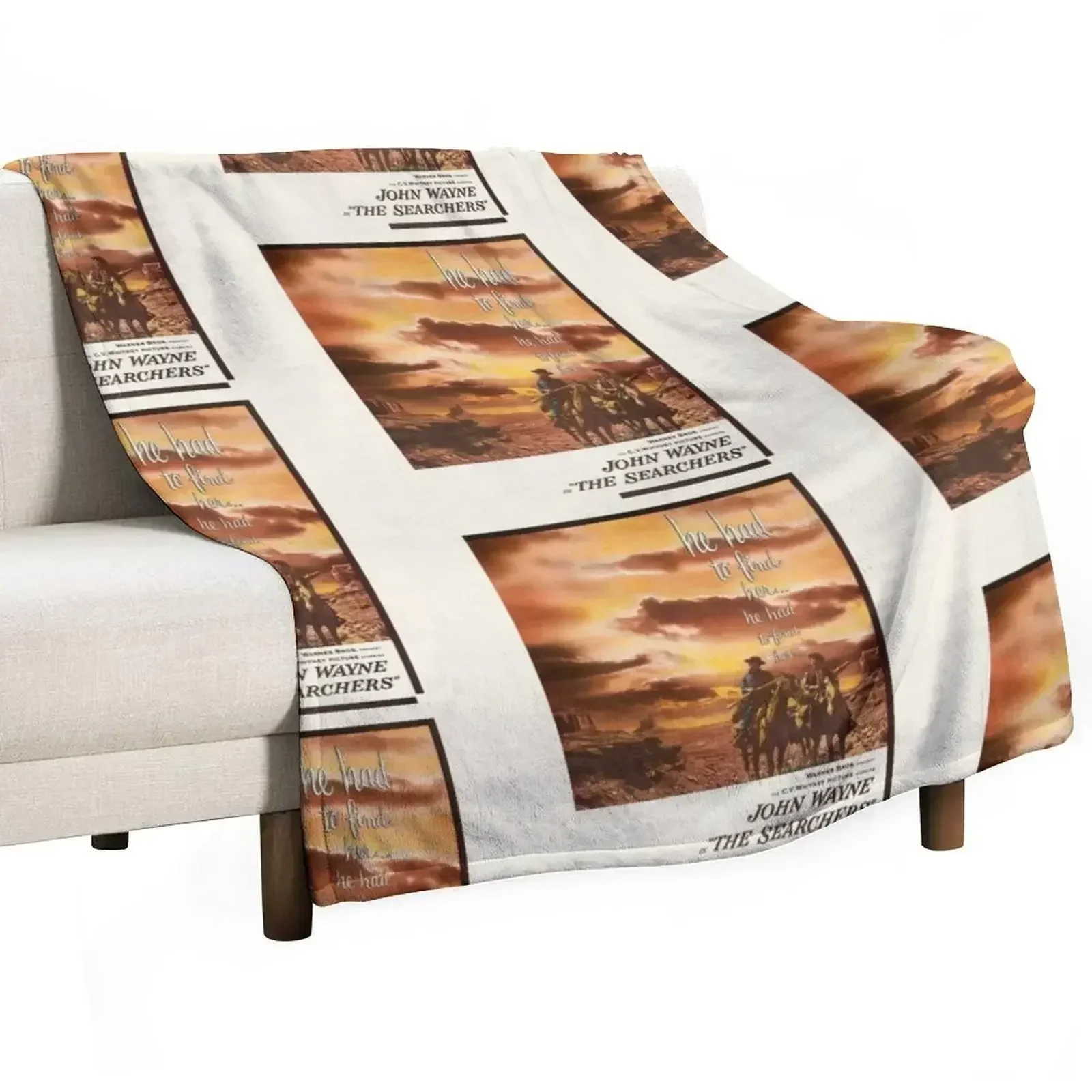 The Searchers Movie Poster Throw Blanket Single Luxury Blankets For Sofas Camping Quilt halloween Blankets