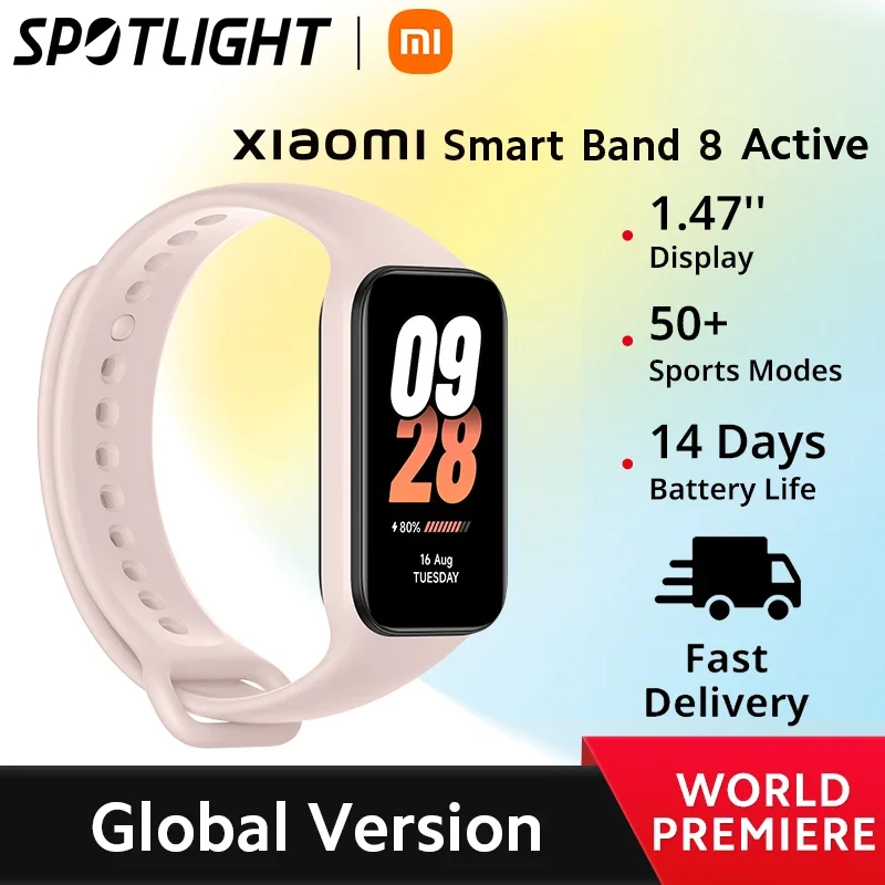 

[Глобальная версия] Xiaomi Smart Band 8 active с экраном 1,47 дюйма, монитор SpO2 на весь день, 50 + спортивных режимов, водонепроницаемость 5 атм