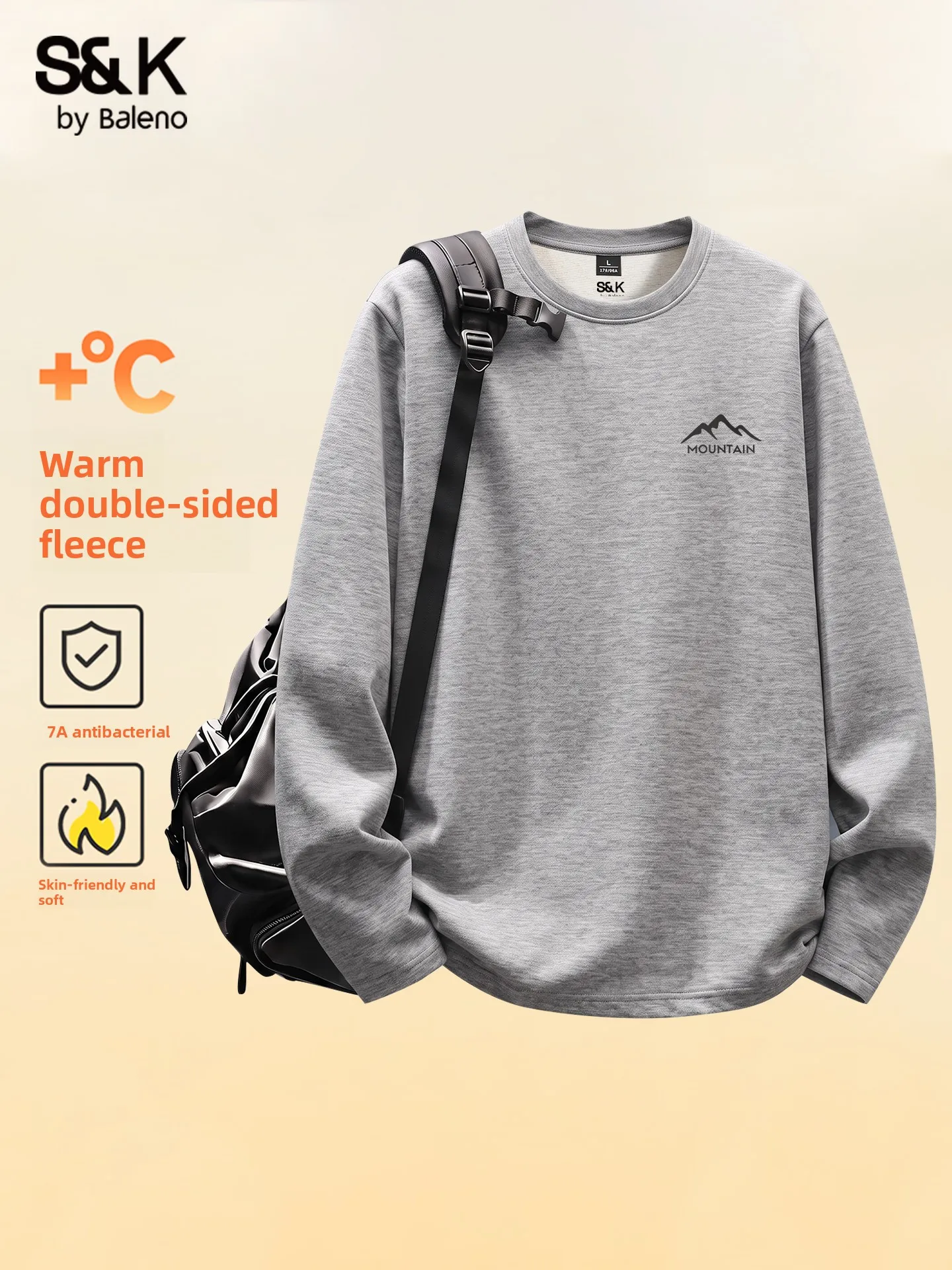 Baleno Men's Fleece Lined Wool Silk Base Shirt Winter Warmth Inner Wear Standard Fit Long Sleeve round Neck T-Shirt