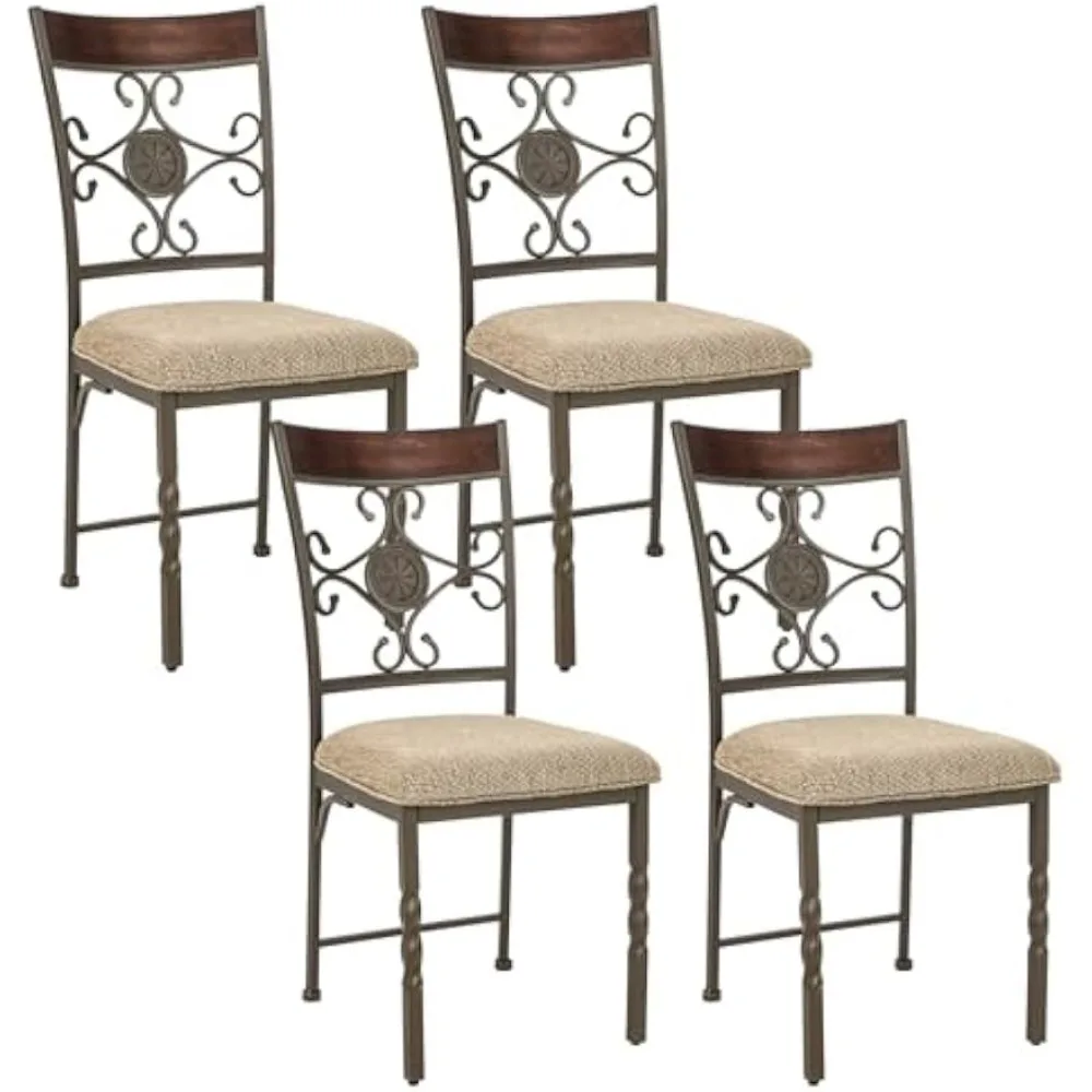 

Dining Chairs Set of 4, Upholstered Kitchen Chairs with Padded Seat Cushion & Ergonomic Backrest, Farmhouse Armless