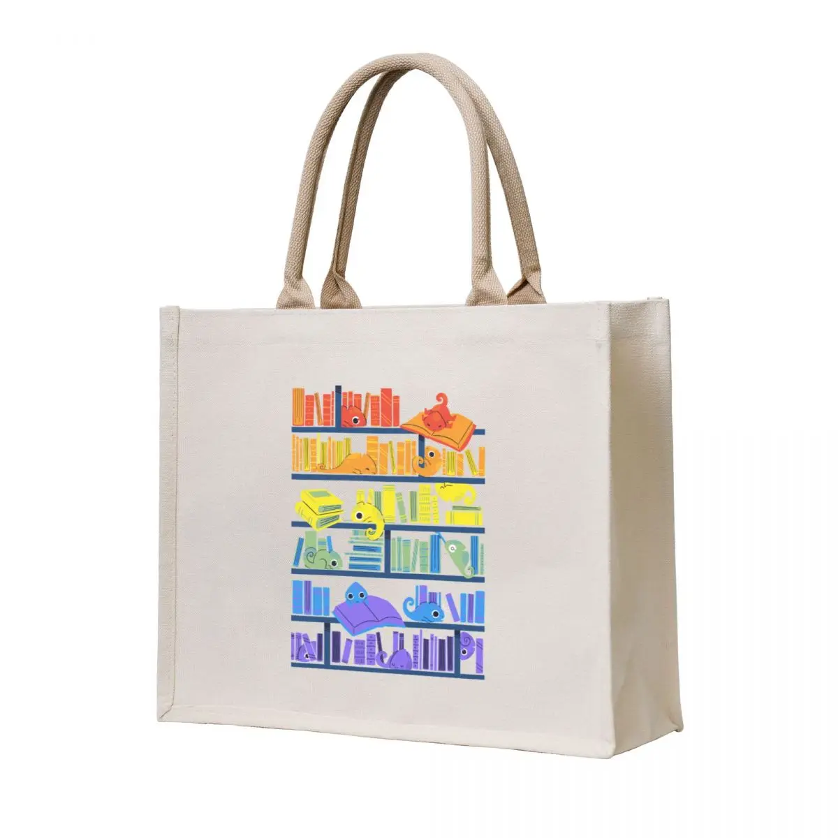 

Chameleon's Library Tote Bag shopper bag woman Canvas stote bag cute tote shopping
