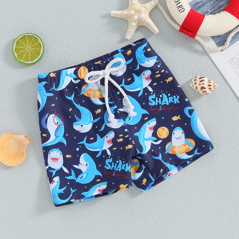 Toddler Boys Swim Trunks Shark Print Elastic Waist Swim Shorts Bathing Suit Swimsuit Little Boy Board Shorts Swimwear