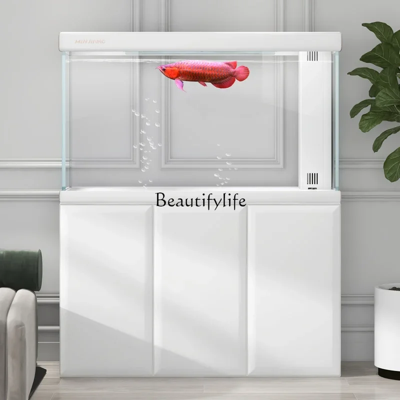 Living Room Home Aquarium Change Water Bottom Filter Simple Modern Light Luxury Super White Fish Tank