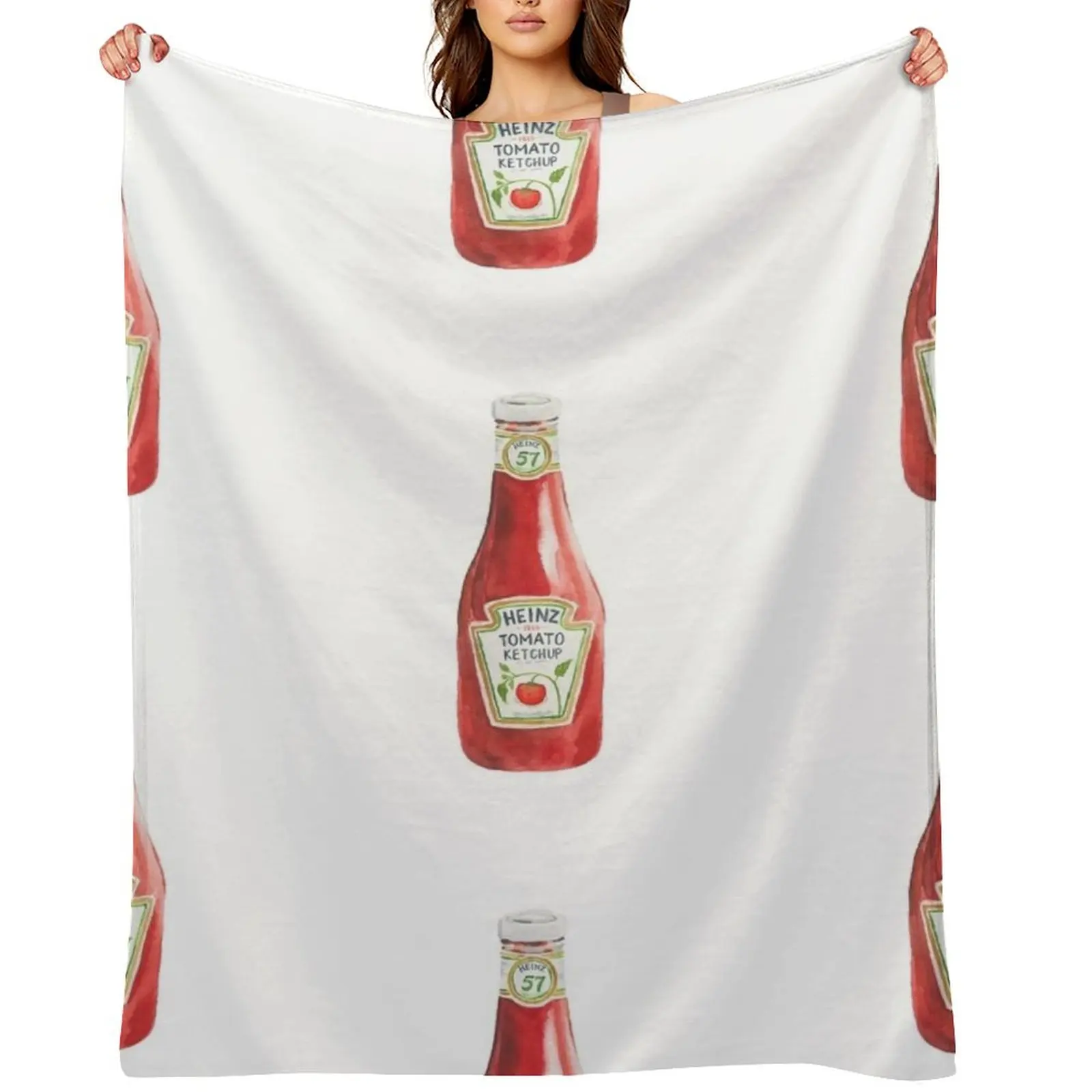 

Classic ketchup bottle watercolor Throw Blanket Decoratives Plaid on the sofa for sofa Weighted Blankets