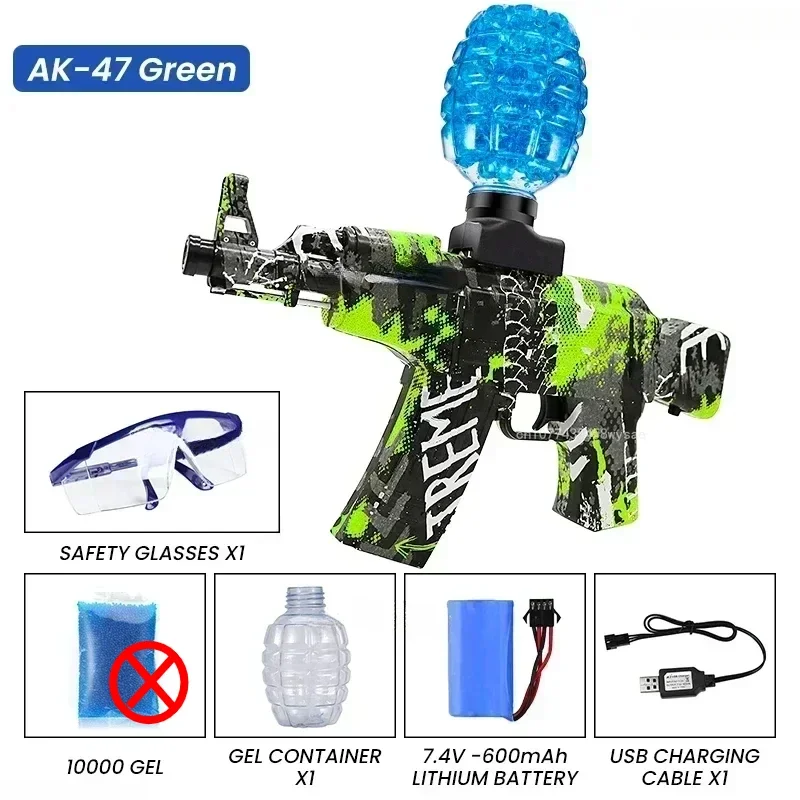 Ak47 armas de água das crianças splash bola hidrogel grânulo arma elétrica brinquedo é o melhor presente para crianças piscina brinquedos água gel arma